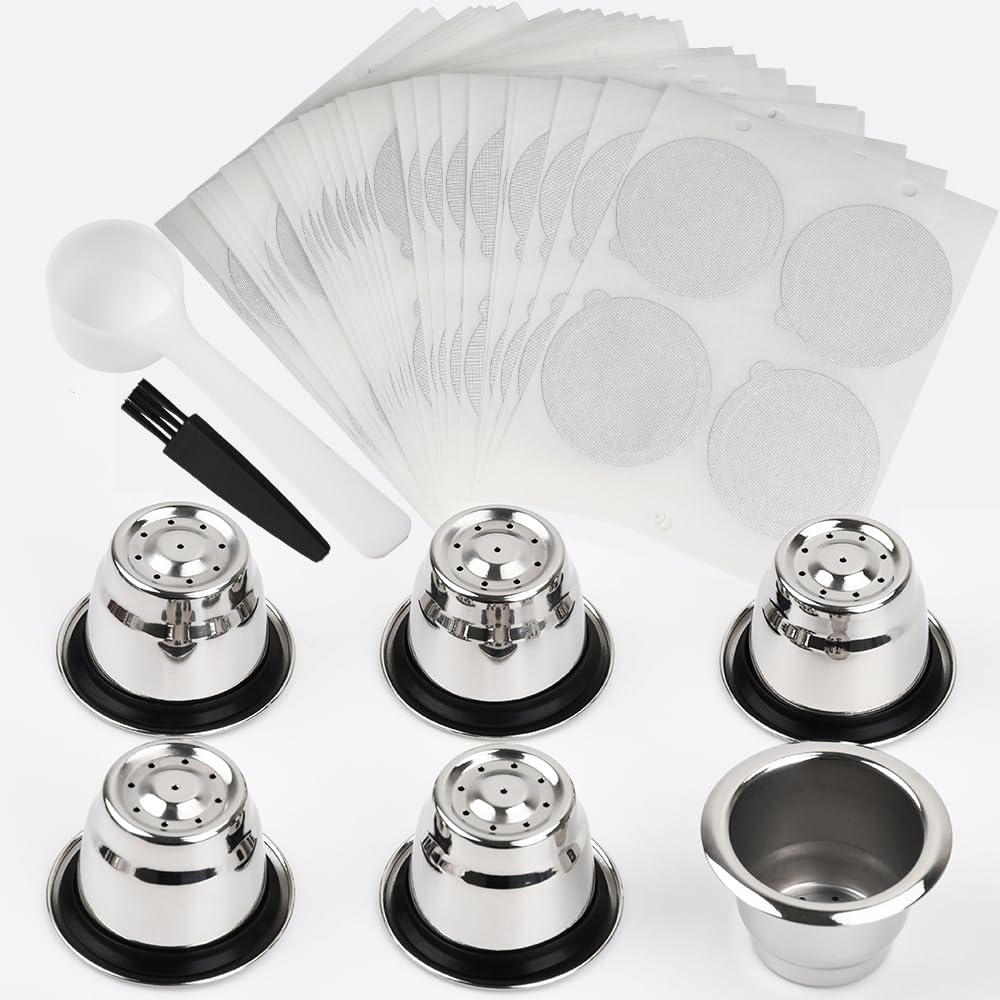 Reusable Stainless Steel Espresso Capsules 6 Cups 200 Lids E69231