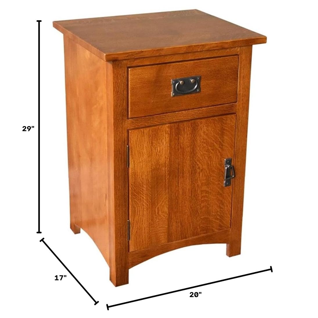 Solid Wood Nightstand with 1 Door and Drawer E431