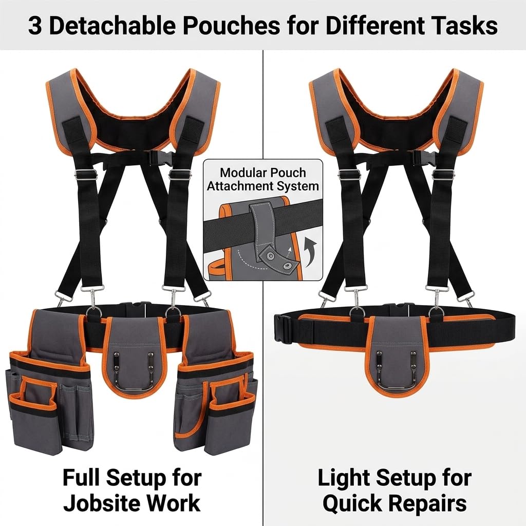 Heavy Duty Magnetic Tool Belt with Suspenders R2920