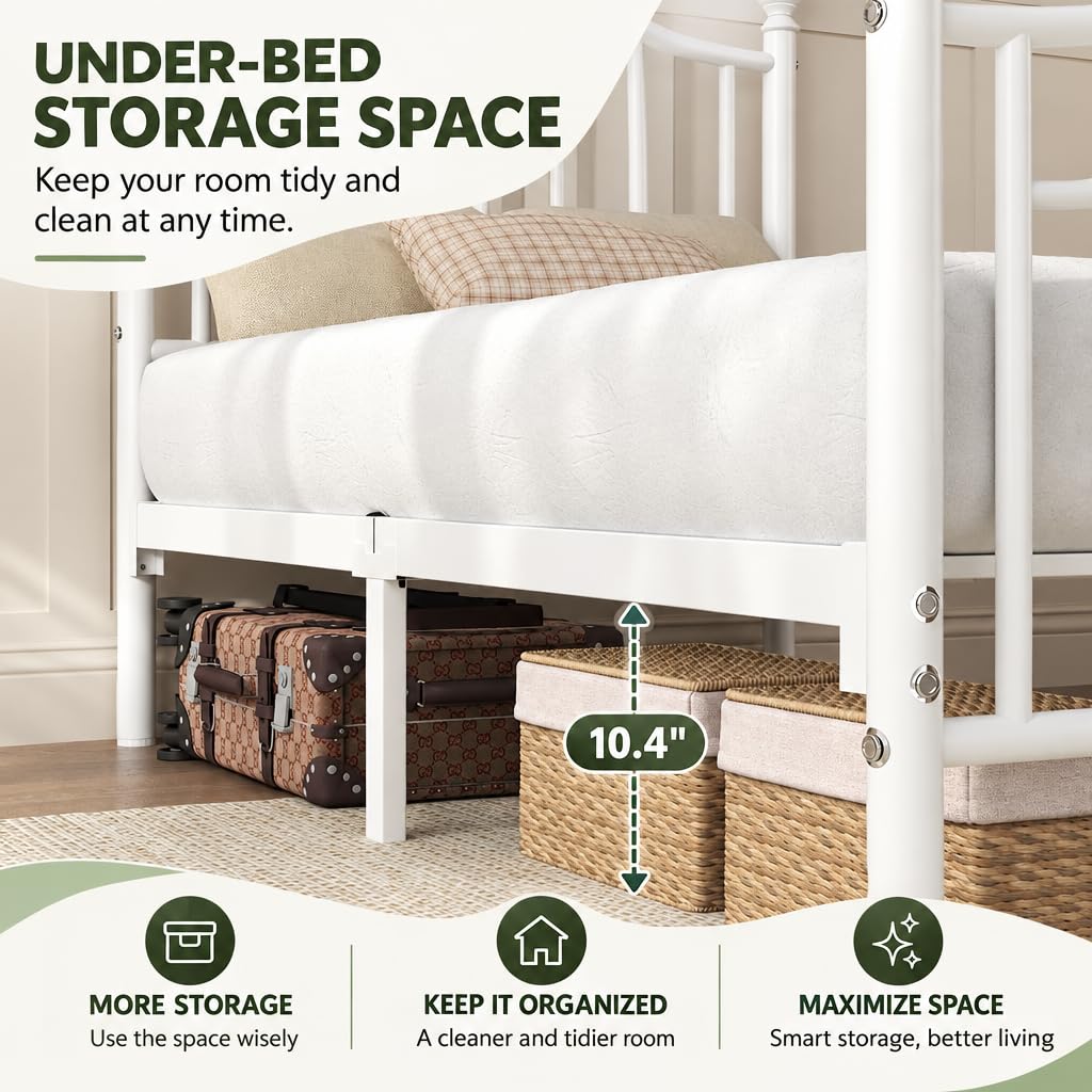 Twin Size Bed Frame with Victorian Headboard & Footboard O202822