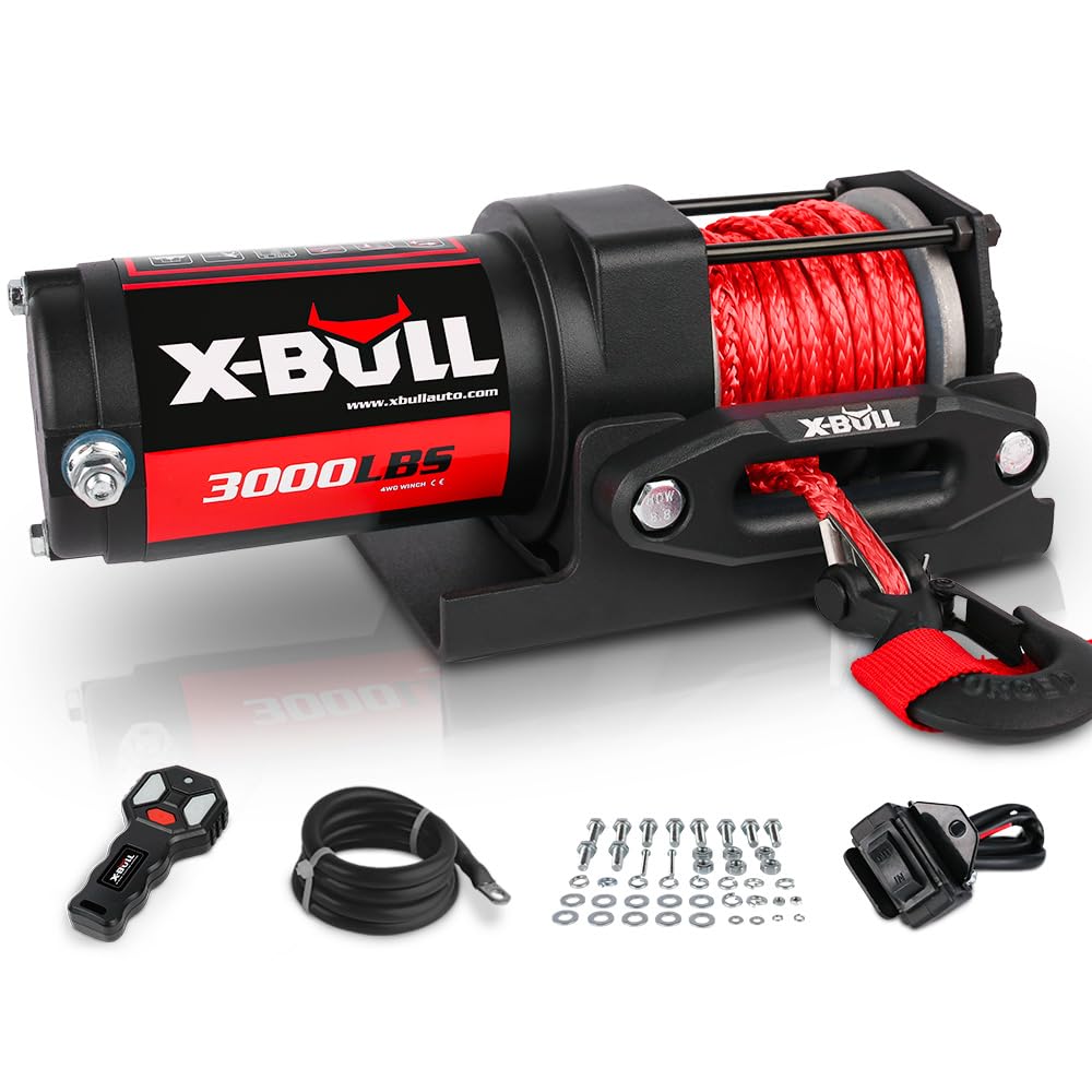 12V 3000LBS Synthetic Rope Electric Winch with Mounting Bracket J8091