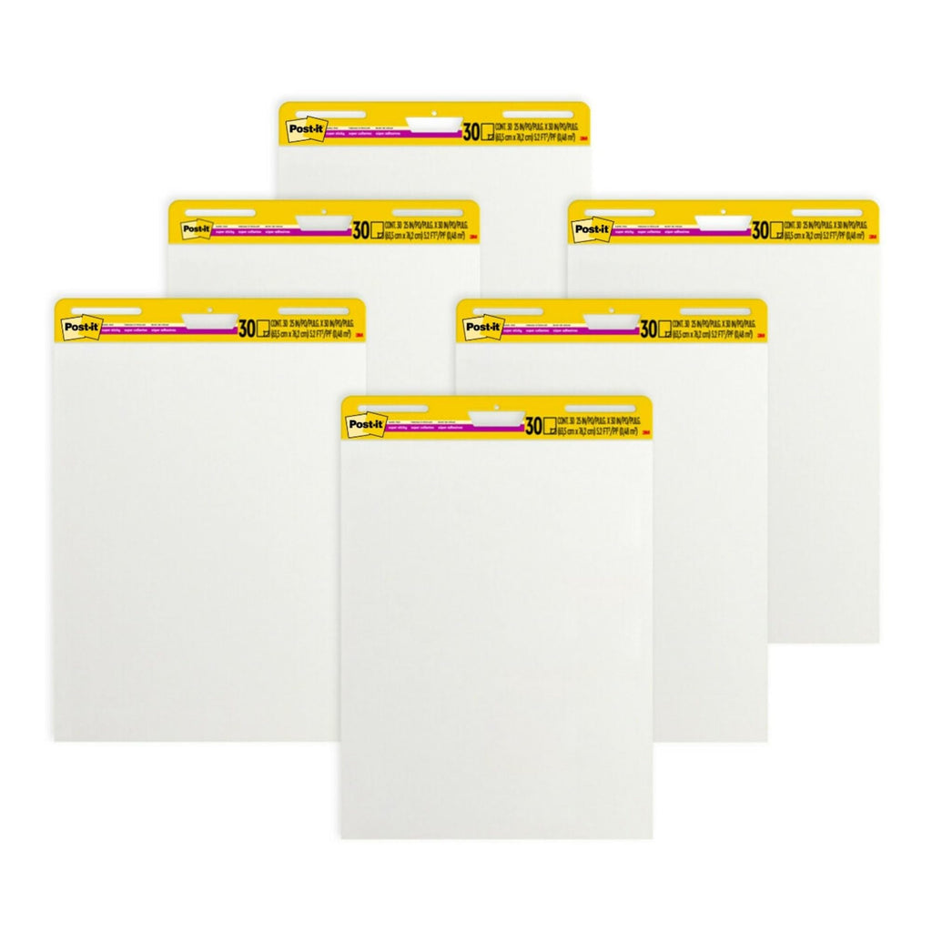 Super Sticky Easel Pads, 25" x 30", 6 Pads, White D14256