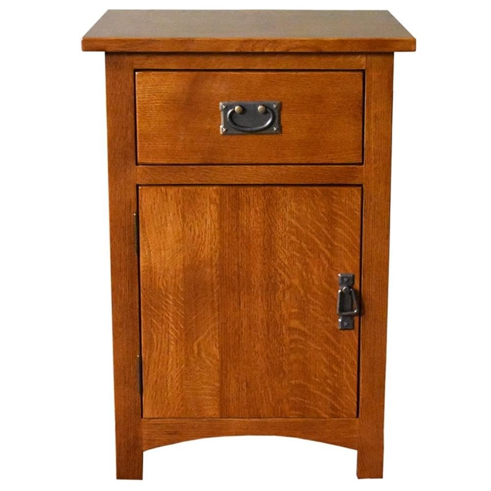 Solid Wood Nightstand with 1 Door and Drawer E431