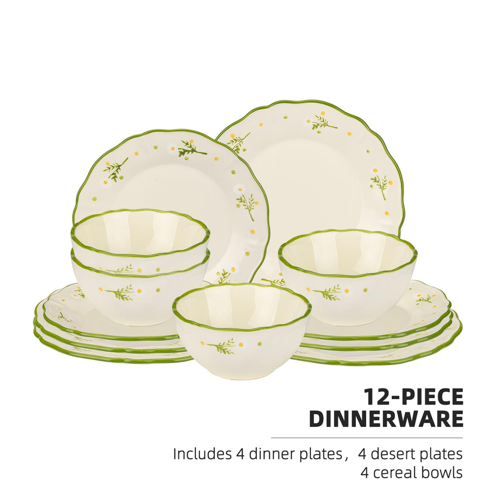 12-Piece Hand-painted Ceramic Dinnerware Set Z19937