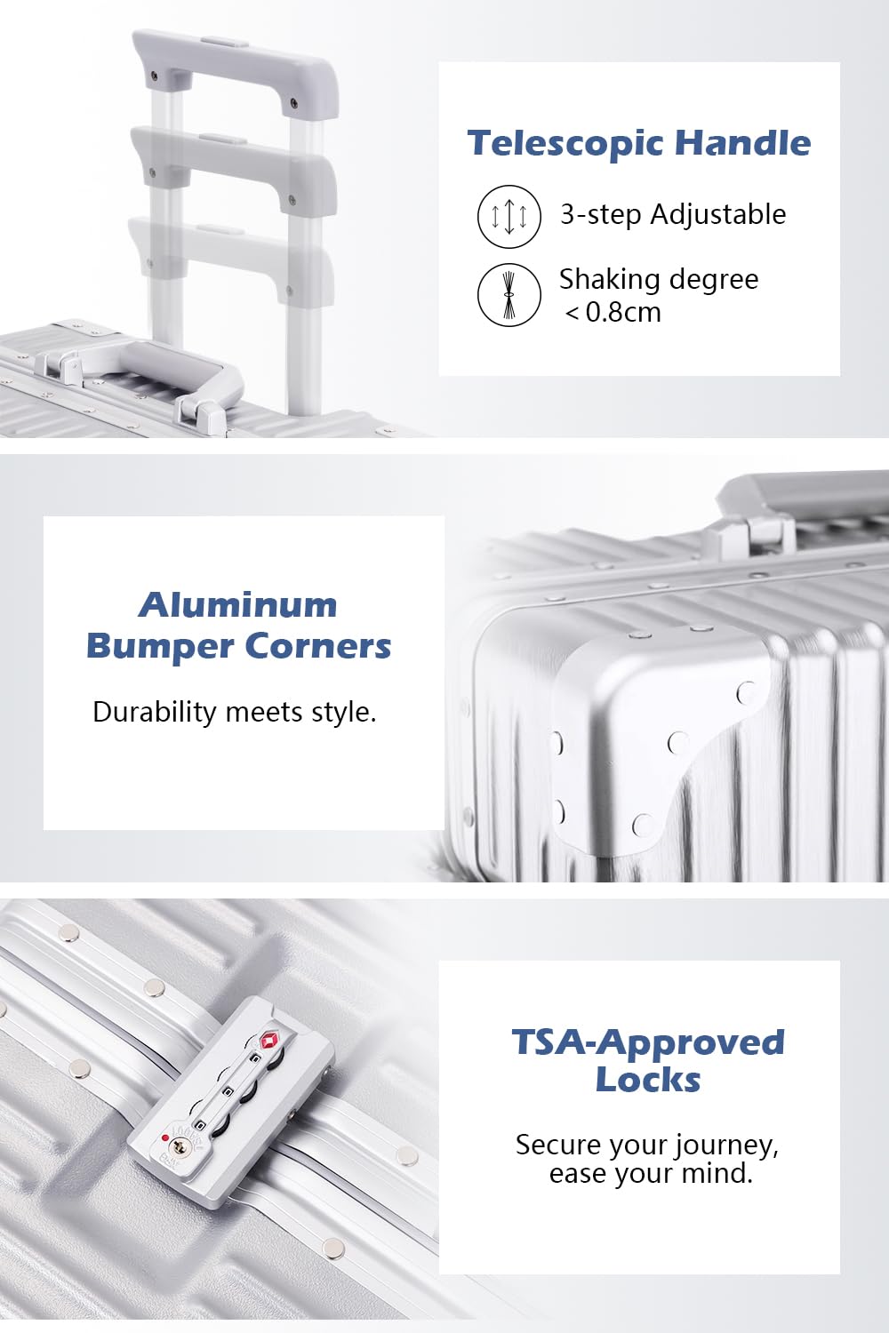 Zipperless Aluminum Frame 20 Inch Carry On Suitcase D837741