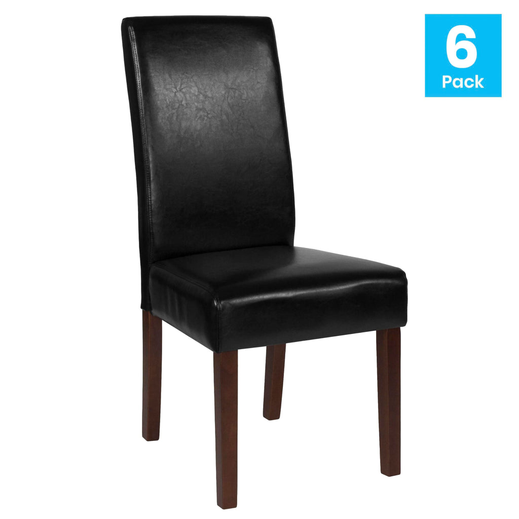Black Faux Leather Parsons Chair 6-Pack O972