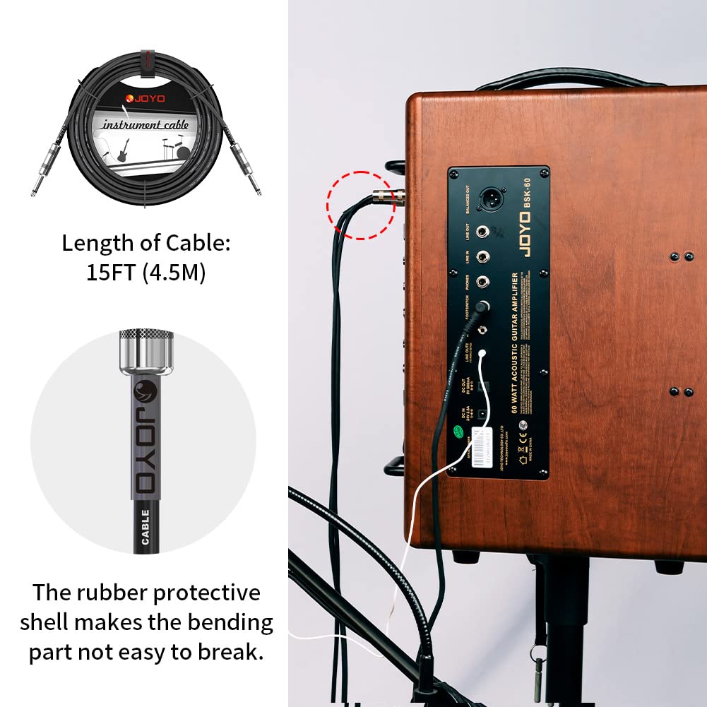 Bluetooth Combo Guitar Amplifier and 15 feet 1/4 Inch Black Instrument Cable I256