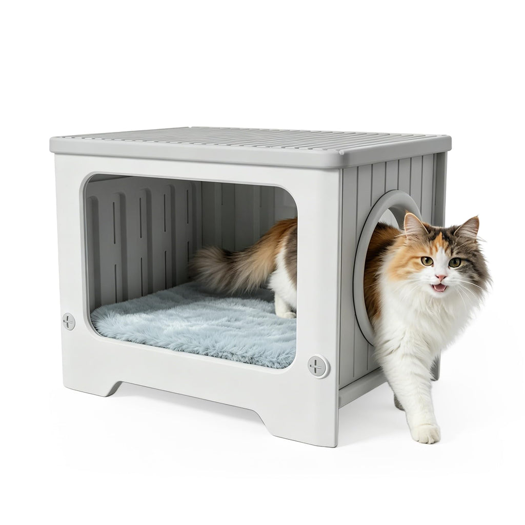 Weatherproof Stackable Outdoor Cat House with Clear Window V4112