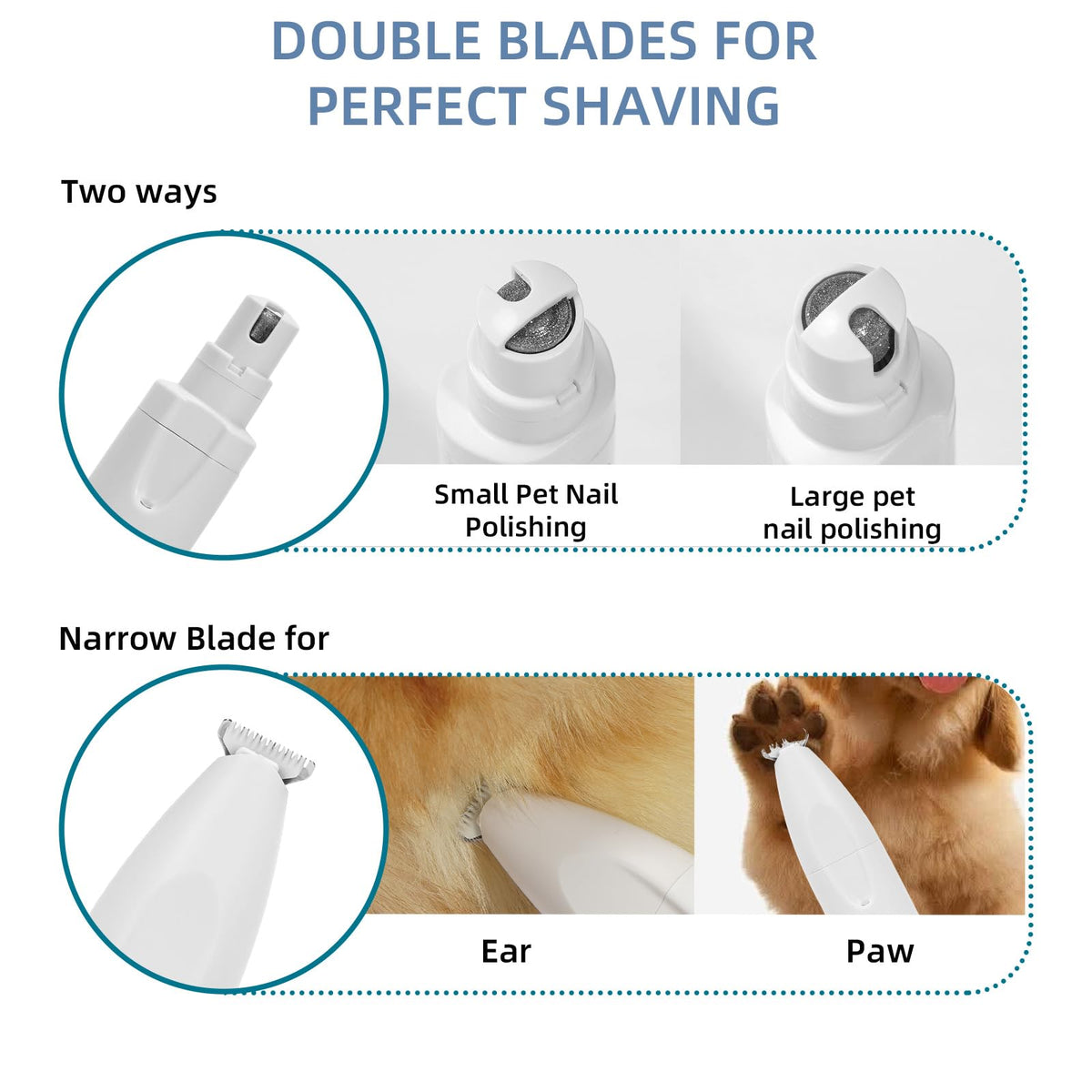Quiet 2-in-1 Pet Hair Trimmer & Nail Grinder with LED Light E84465