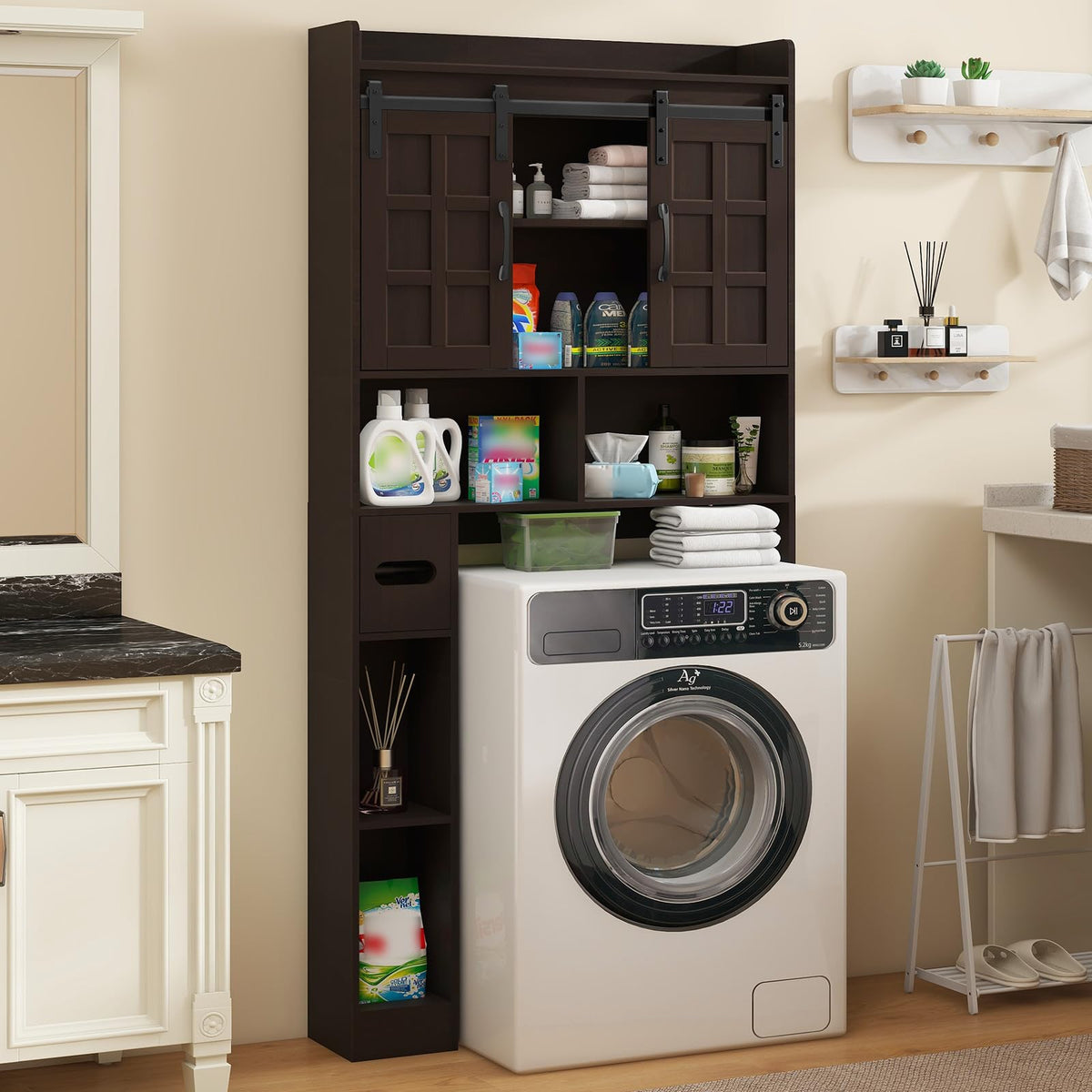 Over The Toilet Storage Cabinet with Sliding Doors O9125