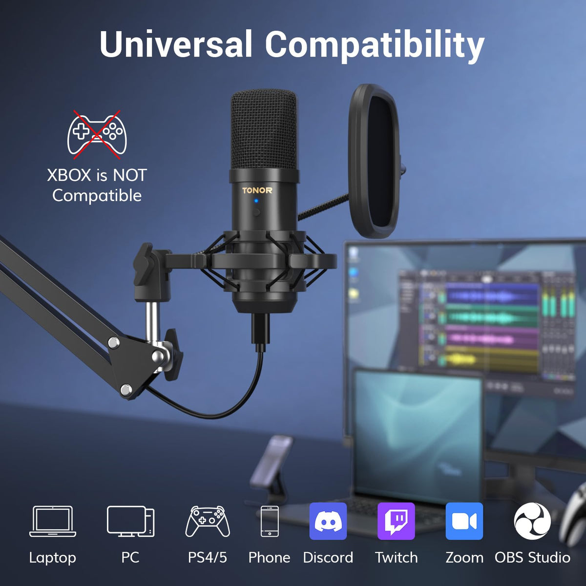 USB Condenser Microphone with Boom Arm Kit M6747