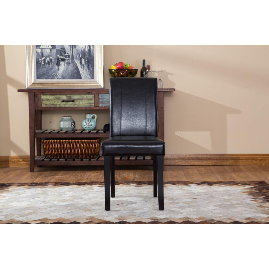 Black Faux Leather Parson Chair Set of 2 L447
