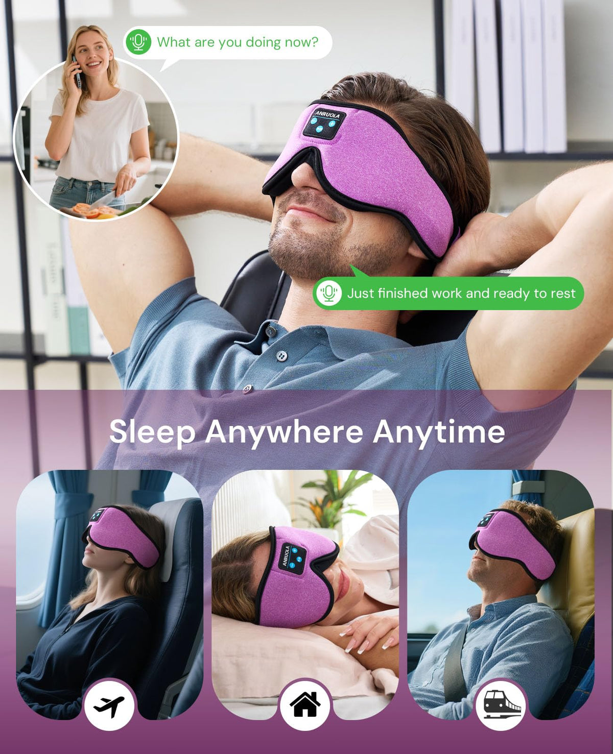 Bluetooth Sleep Mask with Blackout Eye Mask E93734