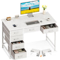 White Computer Desk with 6 Drawers I43665