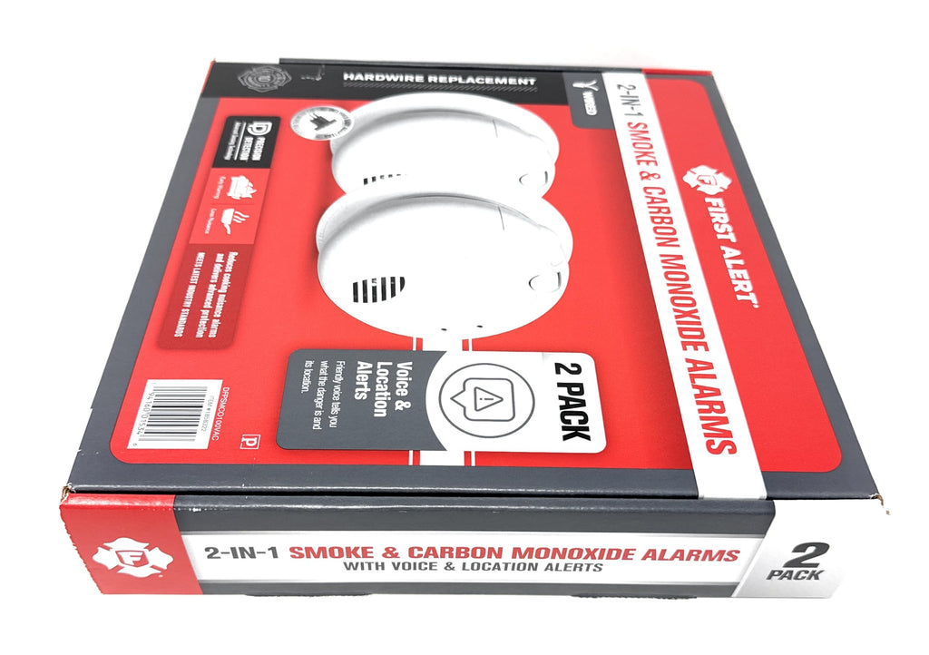 Combination Smoke & Carbon Monoxide Alarm, Hardwire Detector with Battery Backup, 2-Pack F7698