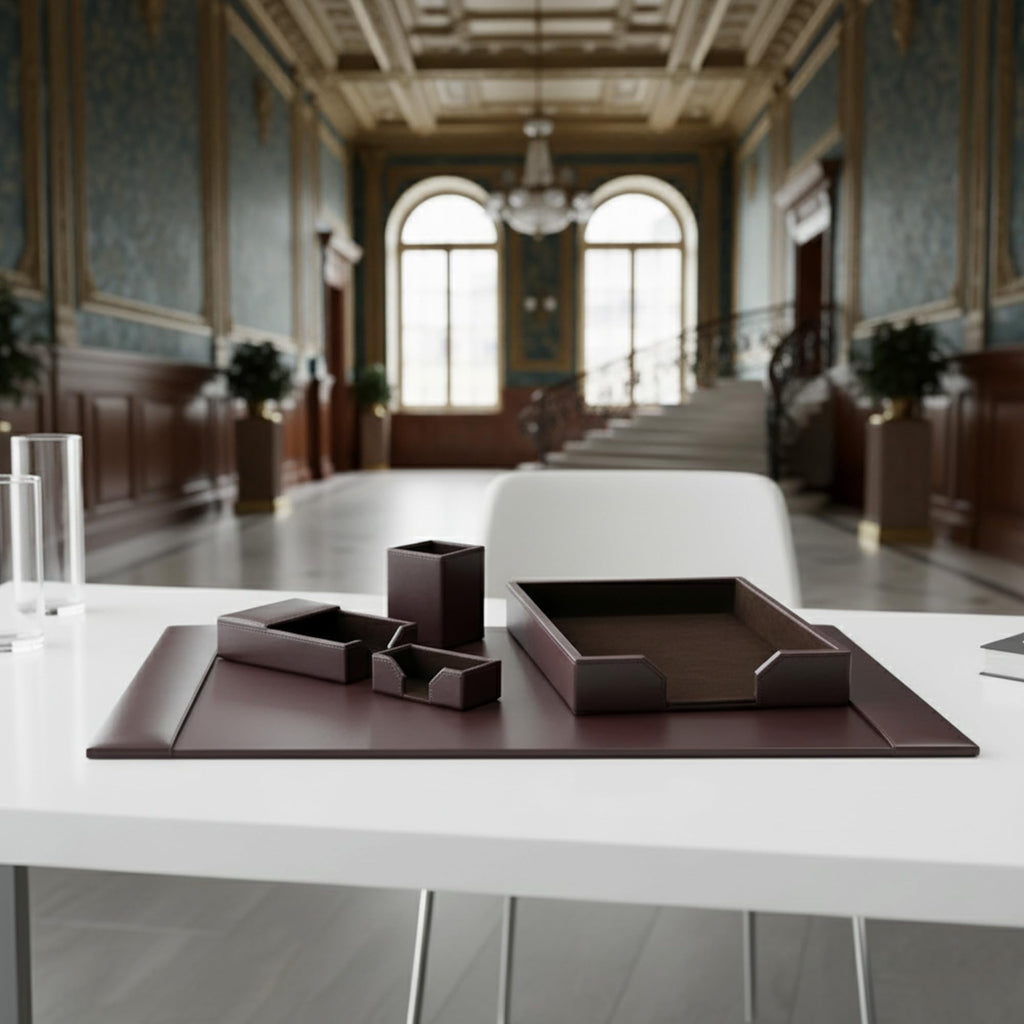 Bonded Leather Desk Set 5 Piece B90037