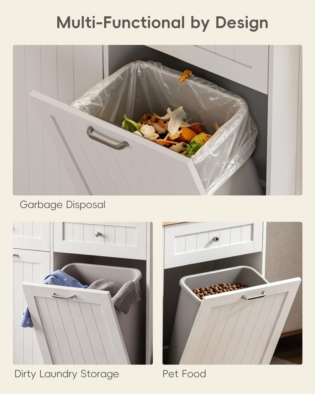2 x 10 Gallon White Tilt Out Trash Cabinet with 2 Storage Drawer B131125