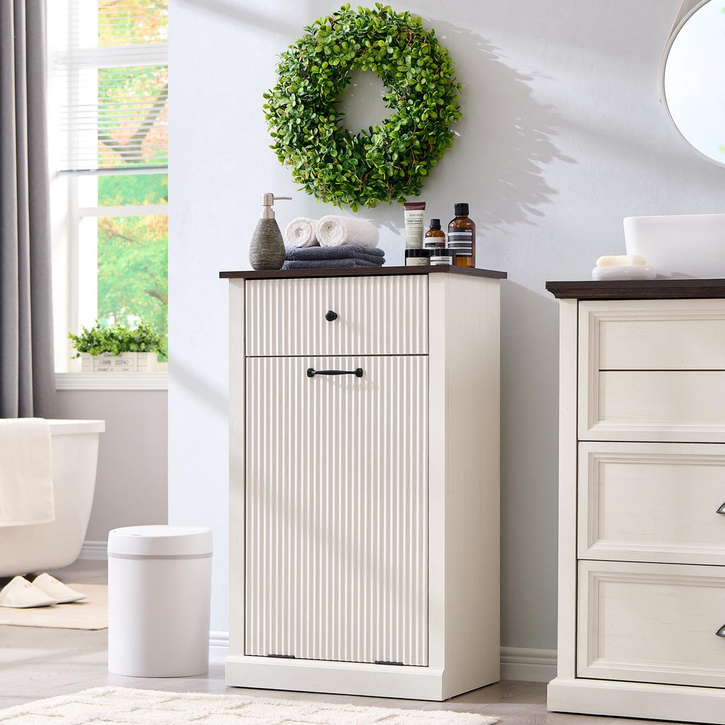 White Tilt Out Laundry Hamper Cabinet S735068