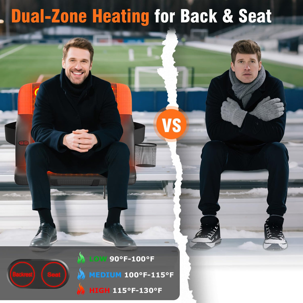 Heated Stadium Seat with Back Support D1455