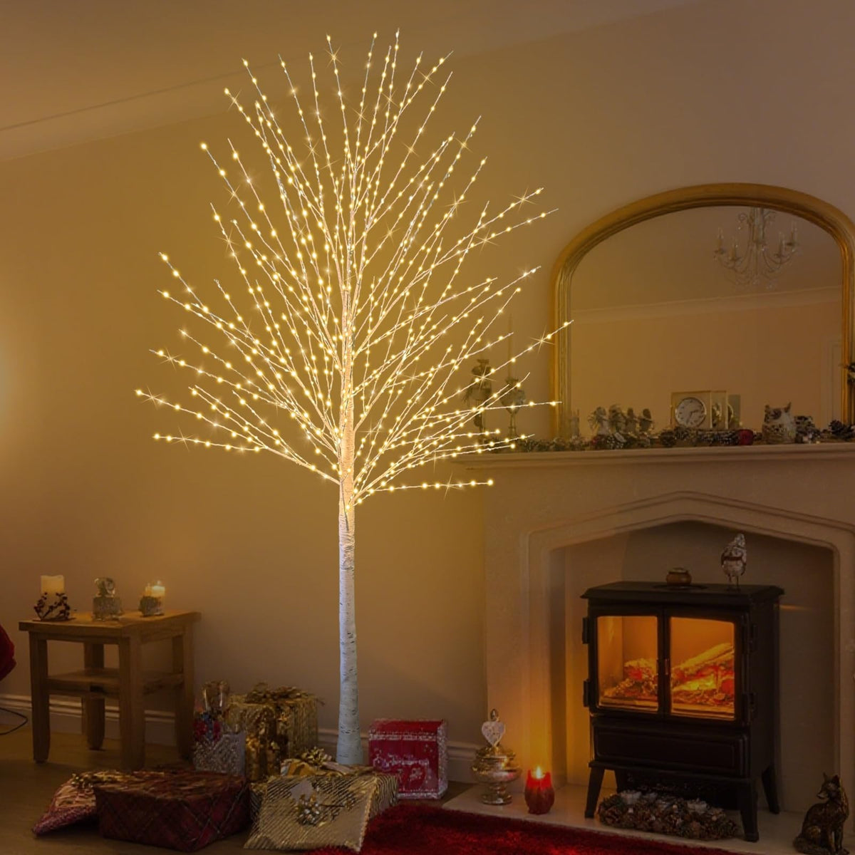6FT Lighted Birch Tree with 880 LED Lights S9774