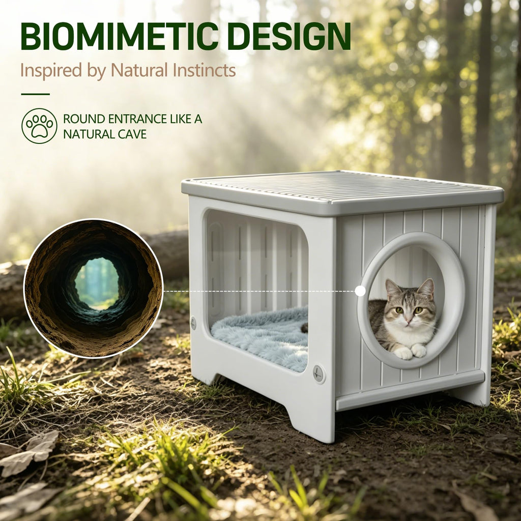 Weatherproof Stackable Outdoor Cat House with Clear Window V4112