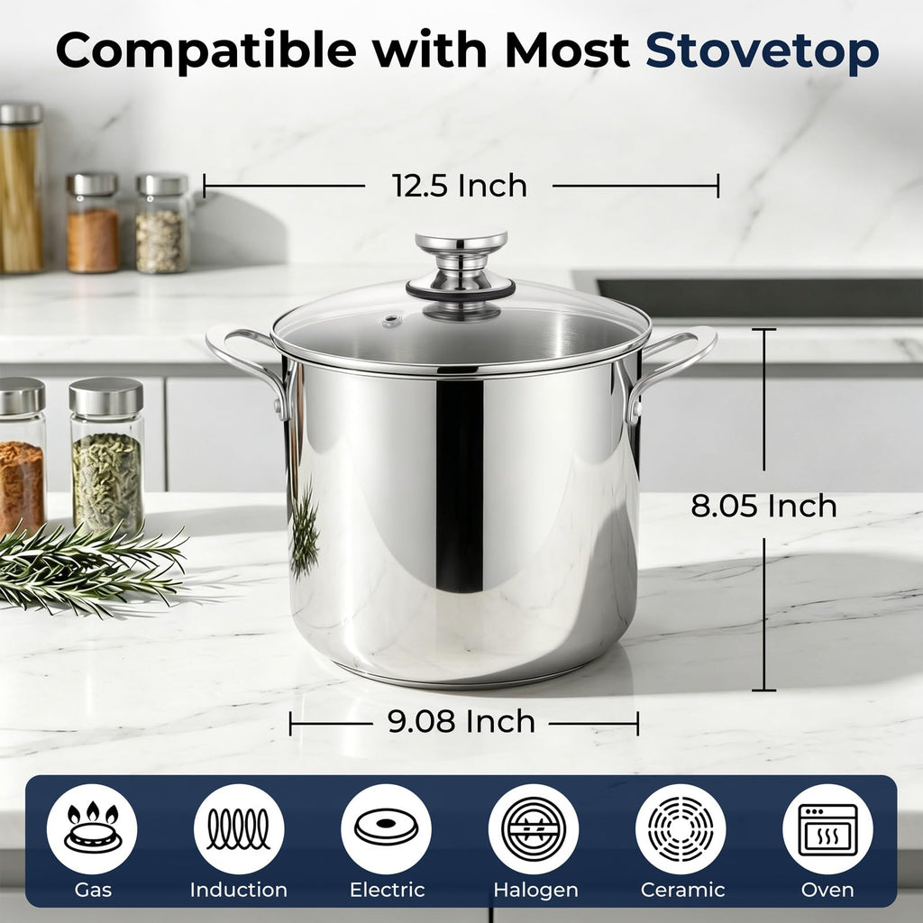 8QT Stainless Steel Stock Pot with Lid N599920