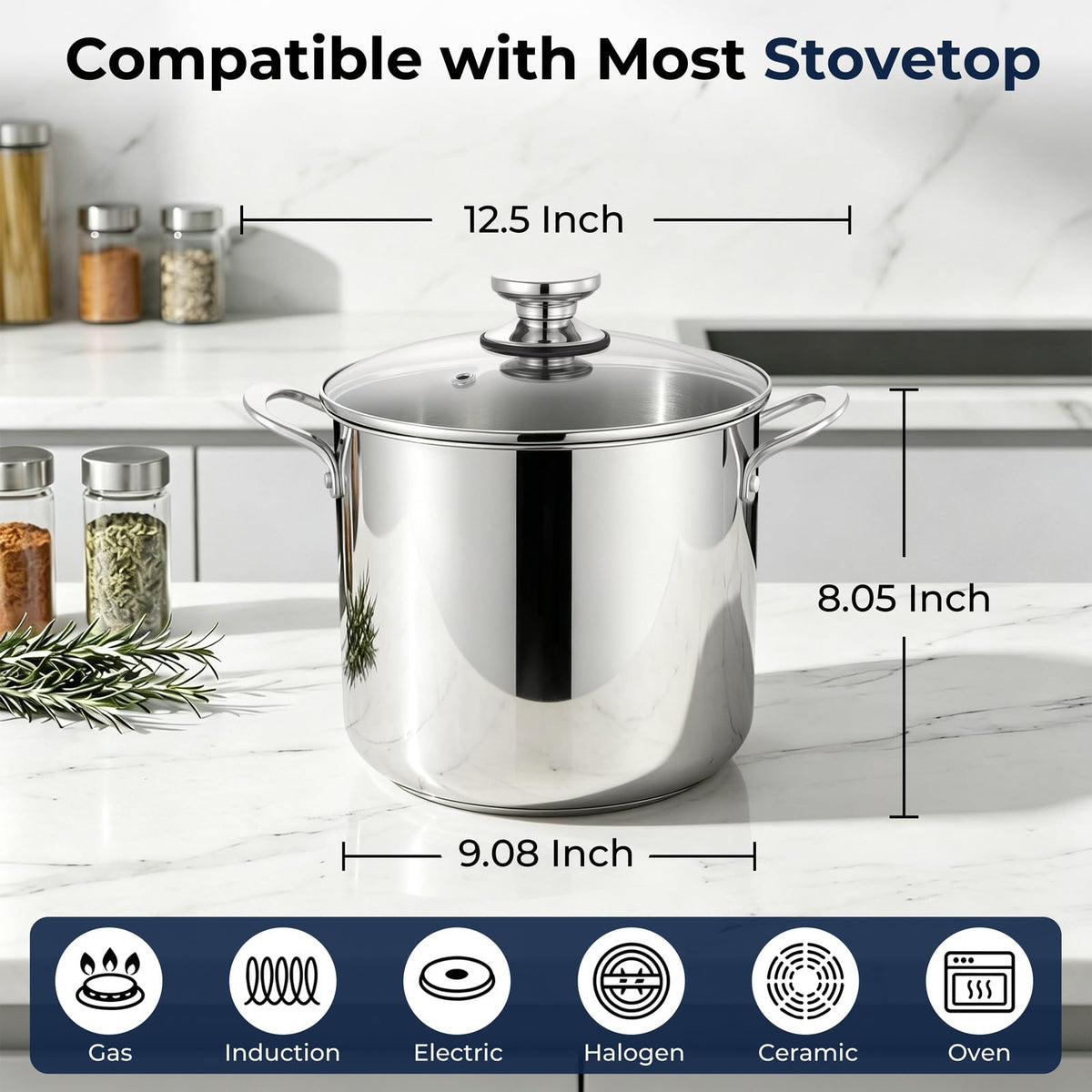 8QT Stainless Steel Stock Pot with Lid N599920