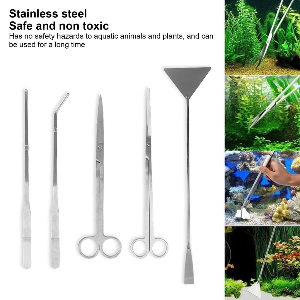 Aquarium Scissors and 5 in 1 Aquascaping Kit Stainless Steel 5 Piece Set K392