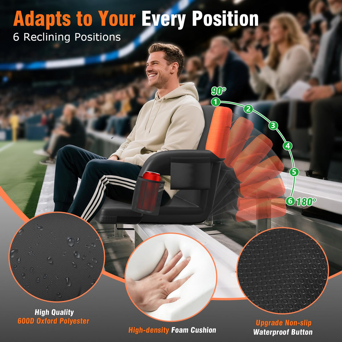 Heated Stadium Seat with Back Support D1455