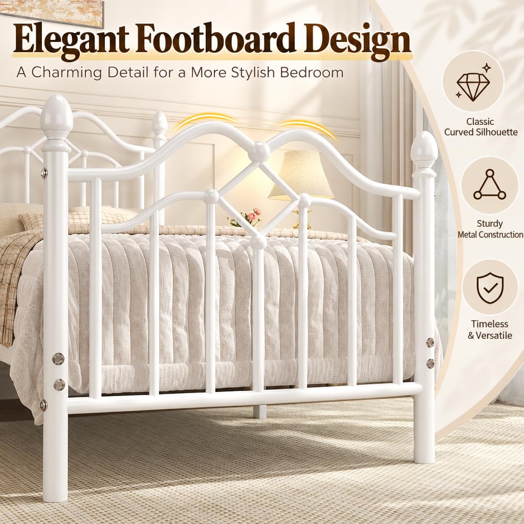 Twin Size Bed Frame with Victorian Headboard & Footboard O202822