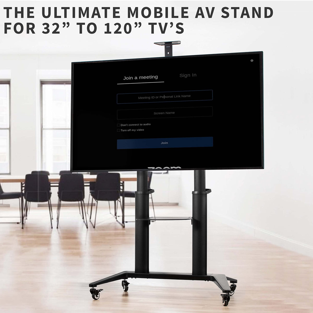 Aluminum Mobile TV Cart for 32 to 120 inch Screens up to 308 lbs, Black D55725