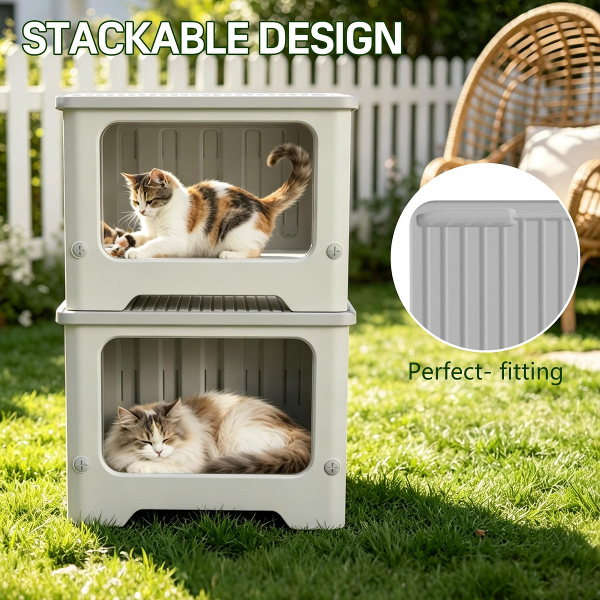 Weatherproof Stackable Outdoor Cat House with Clear Window V4112