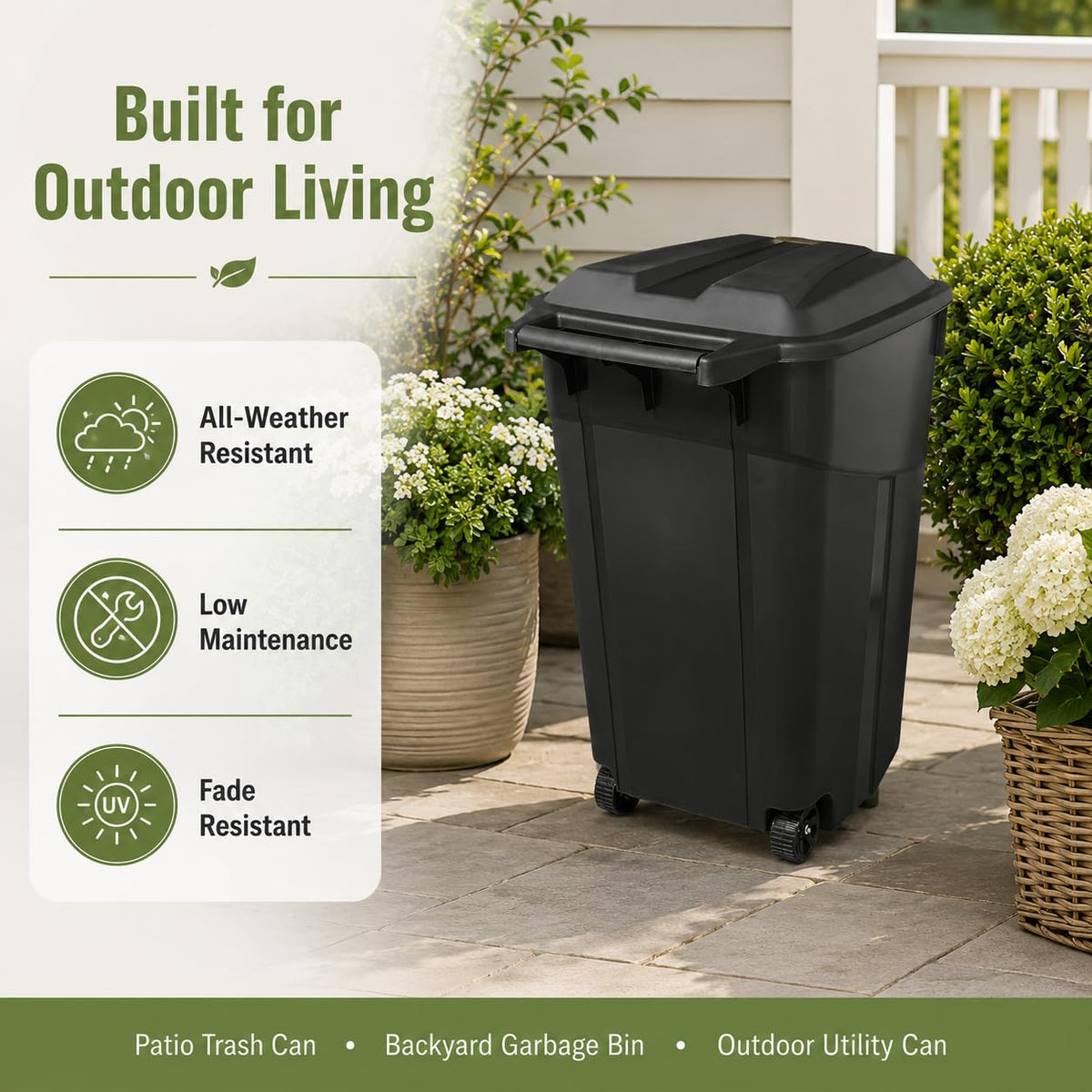 32 Gallon Wheeled Heavy-Duty Outdoor Trash Can S58182