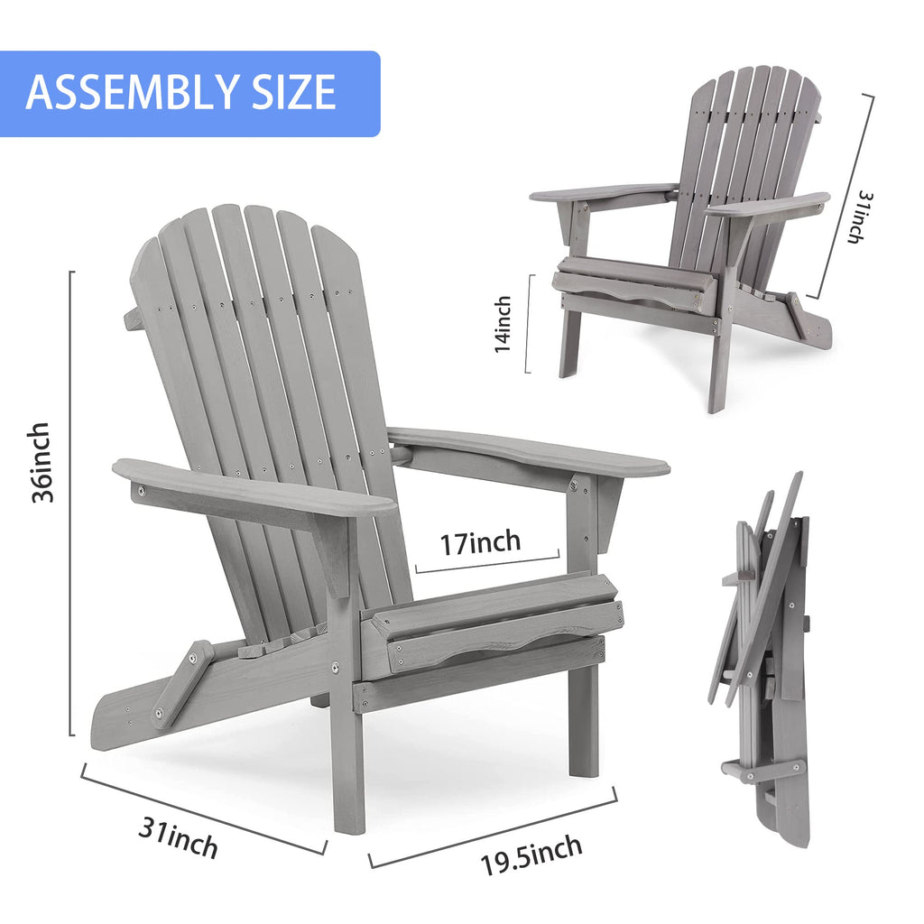 Wooden Folding Adirondack Chairs Set of 2 Solid Cedar D396