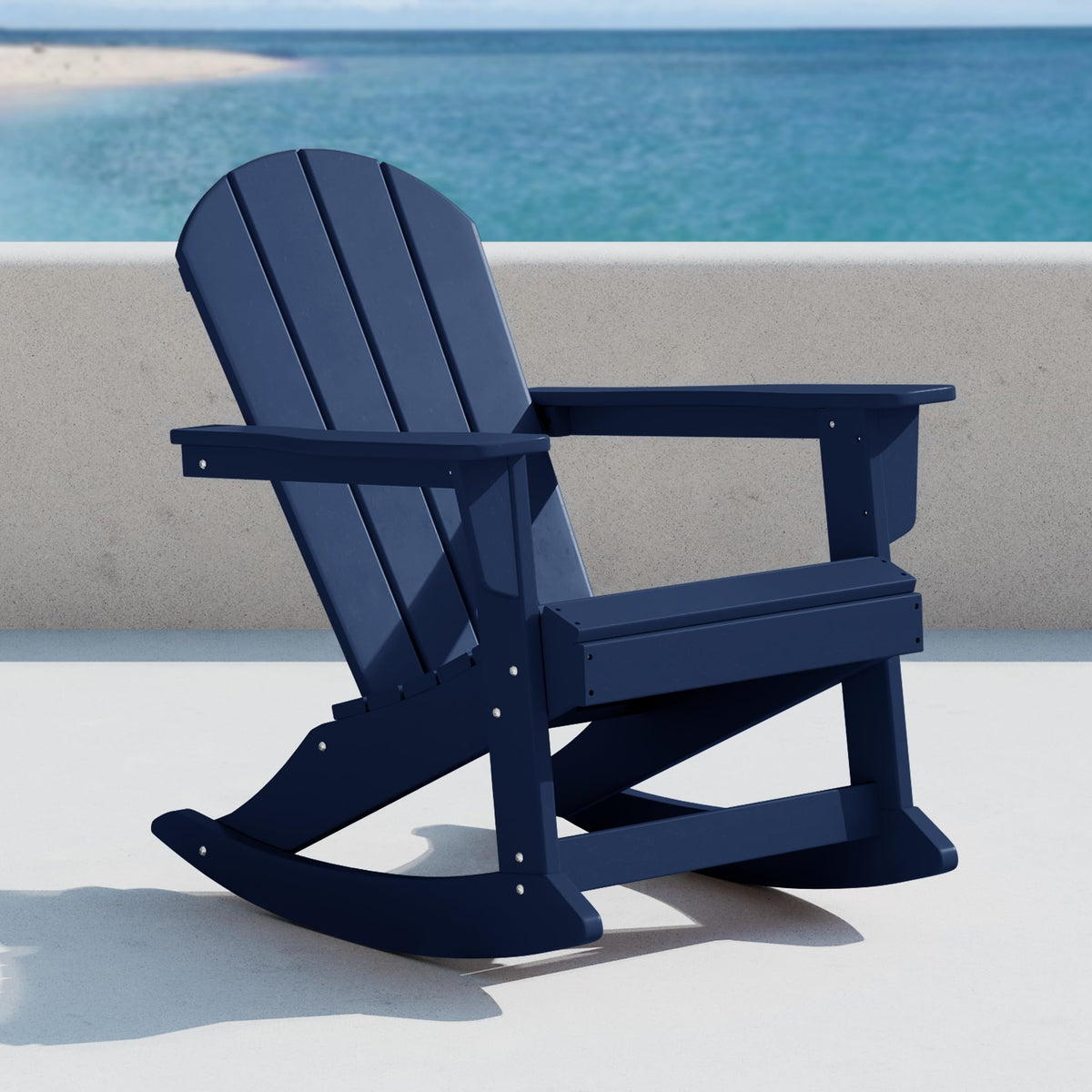 Navy Blue HDPE Outdoor Rocking Chair I573562