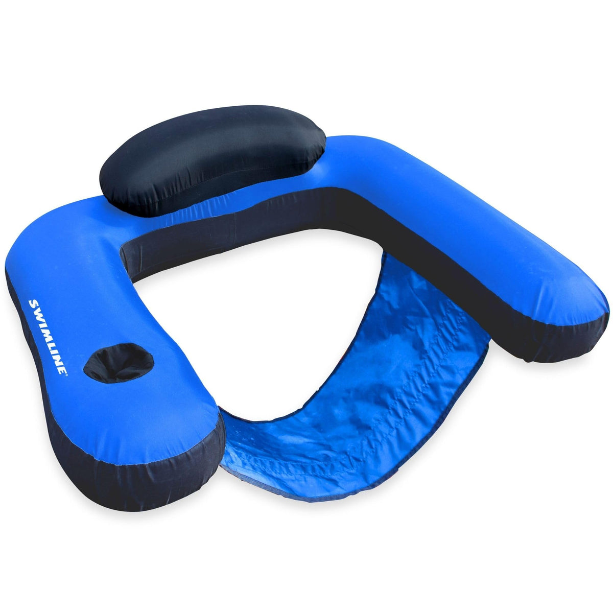 Fabric Covered Inflatable Pool Lounger with Cup Holder N41705