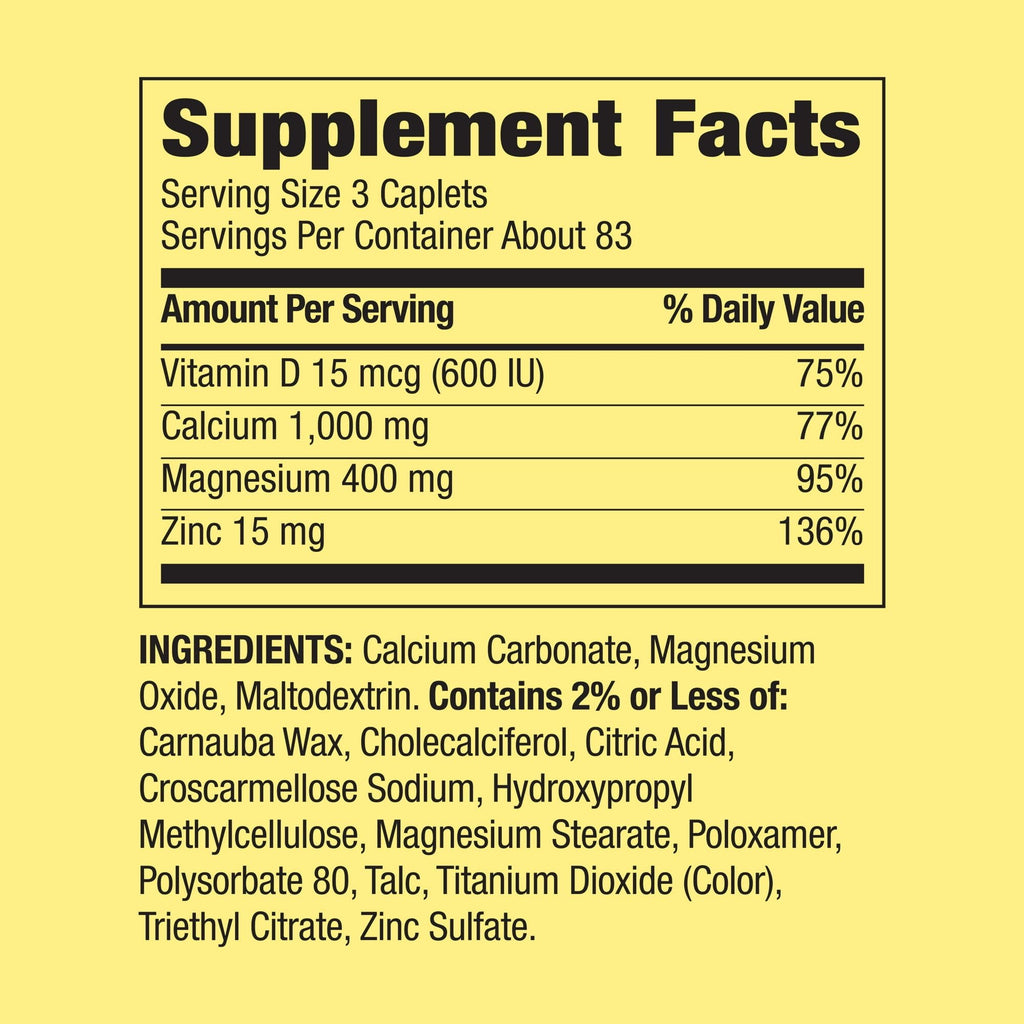 Calcium Magnesium Zinc with D3 Caplets 250ct Y608