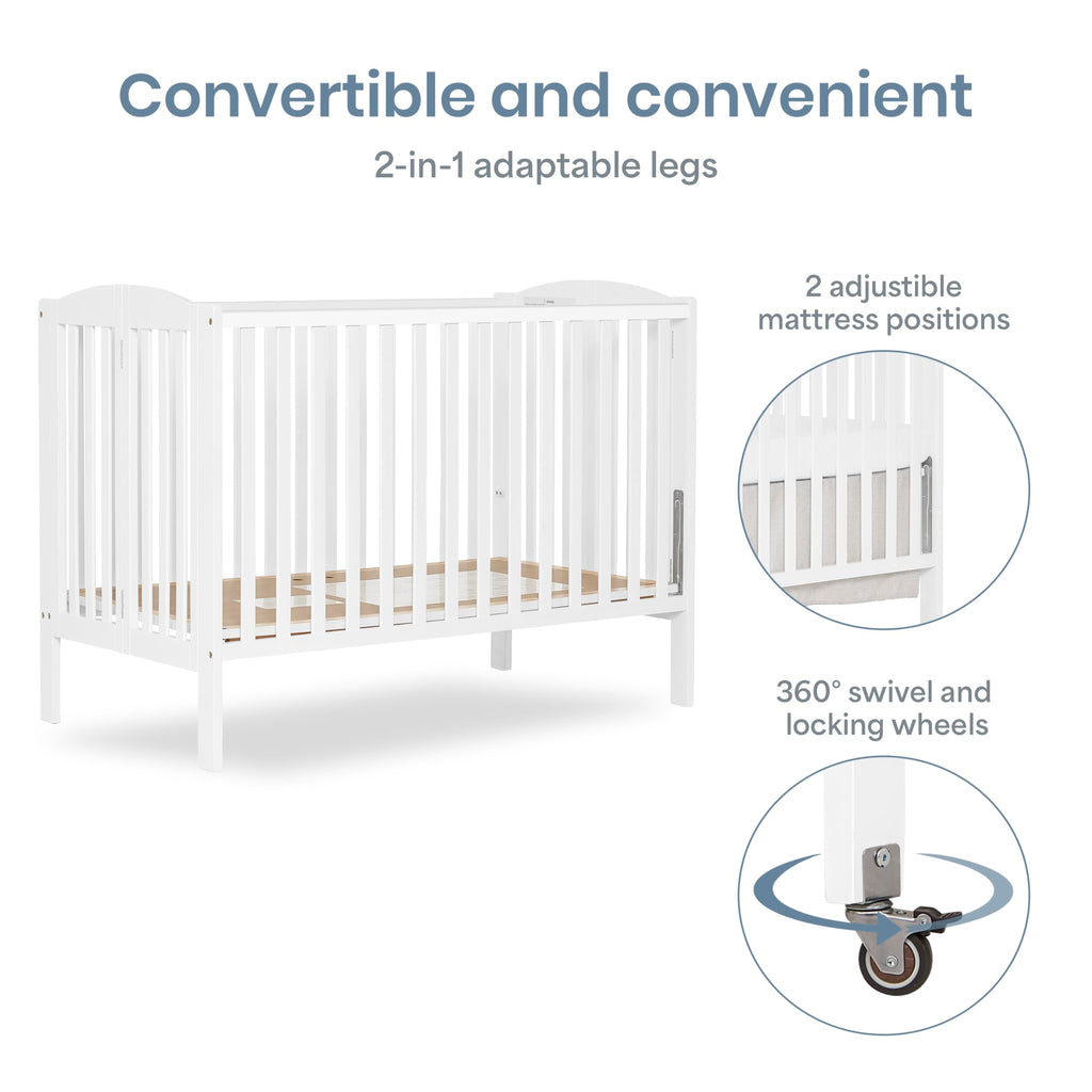 Full Size 2-in-1 Folding Baby Crib White U803