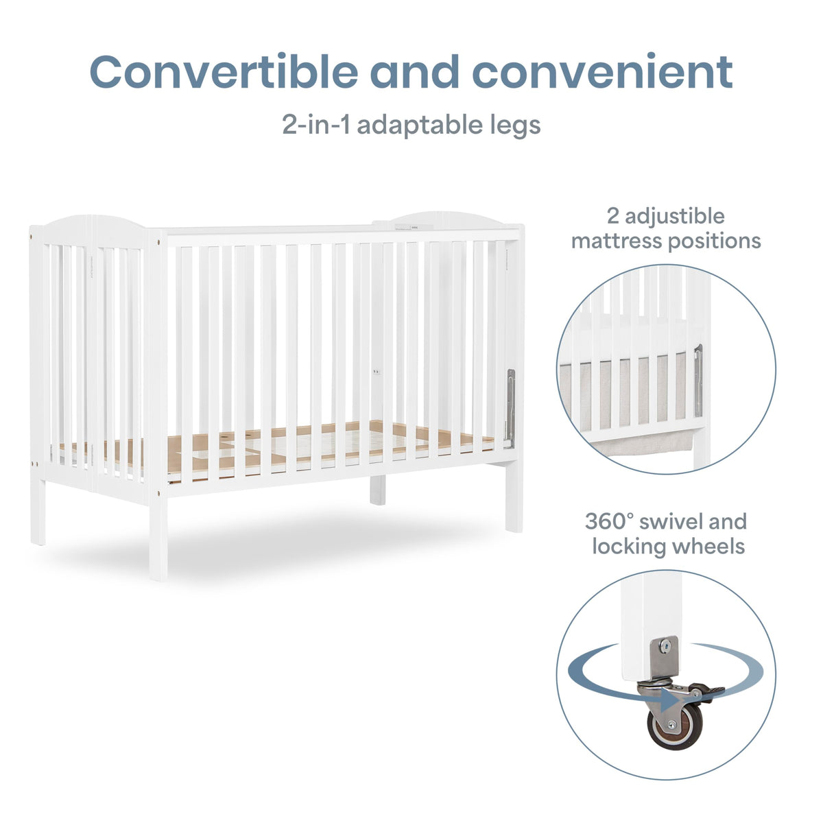Full Size 2-in-1 Folding Baby Crib White U803