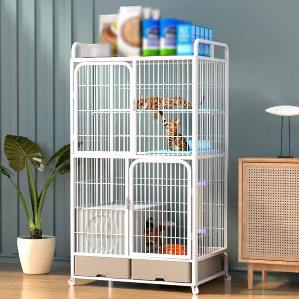 White 4 Tier Cat Cage with Litter Box N926