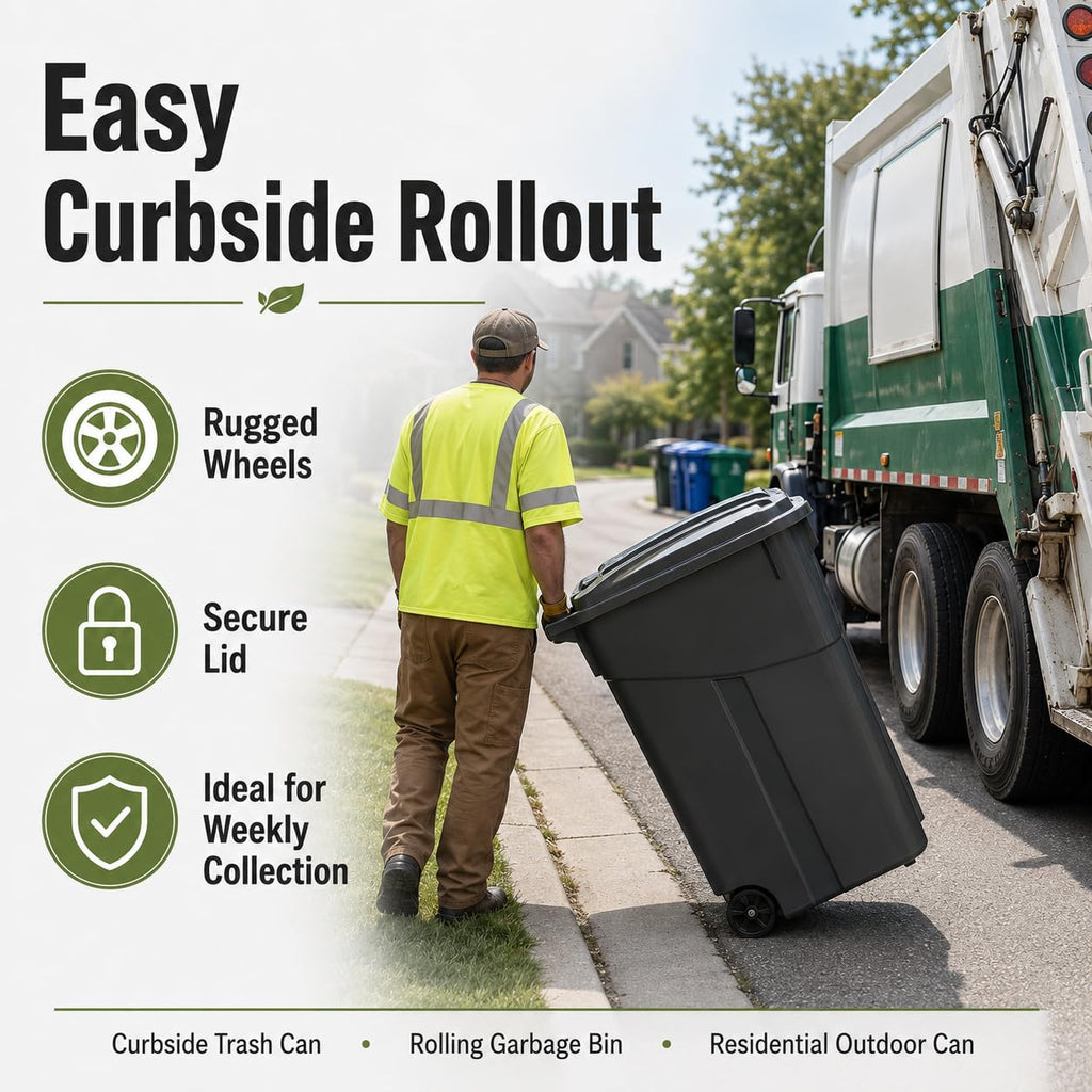 32 Gallon Wheeled Heavy-Duty Outdoor Trash Can S58182