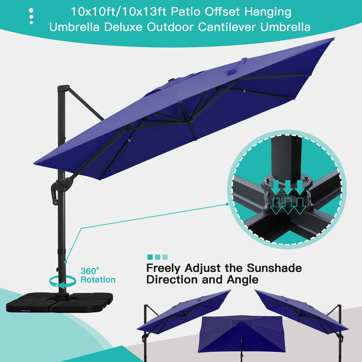 10x13Ft Rectangular Offset Patio Umbrella I398