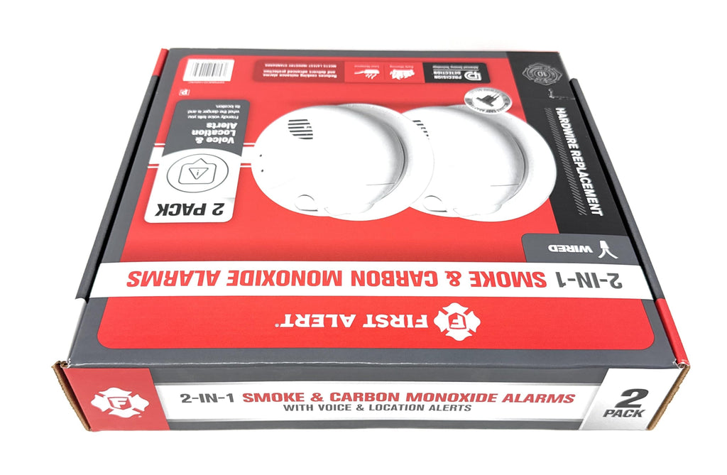 Combination Smoke & Carbon Monoxide Alarm, Hardwire Detector with Battery Backup, 2-Pack F7698