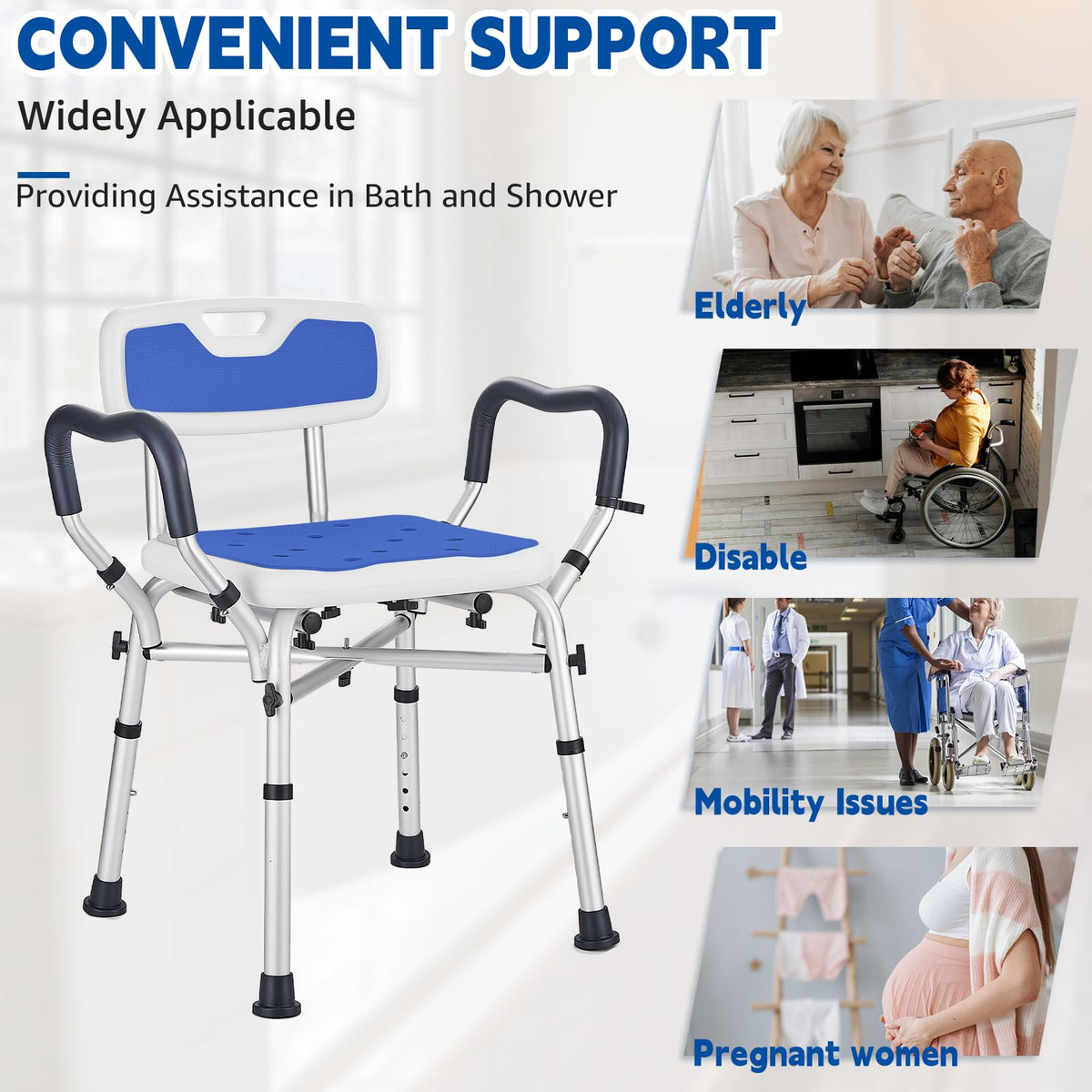 Blue Adjustable Shower Chair N8604