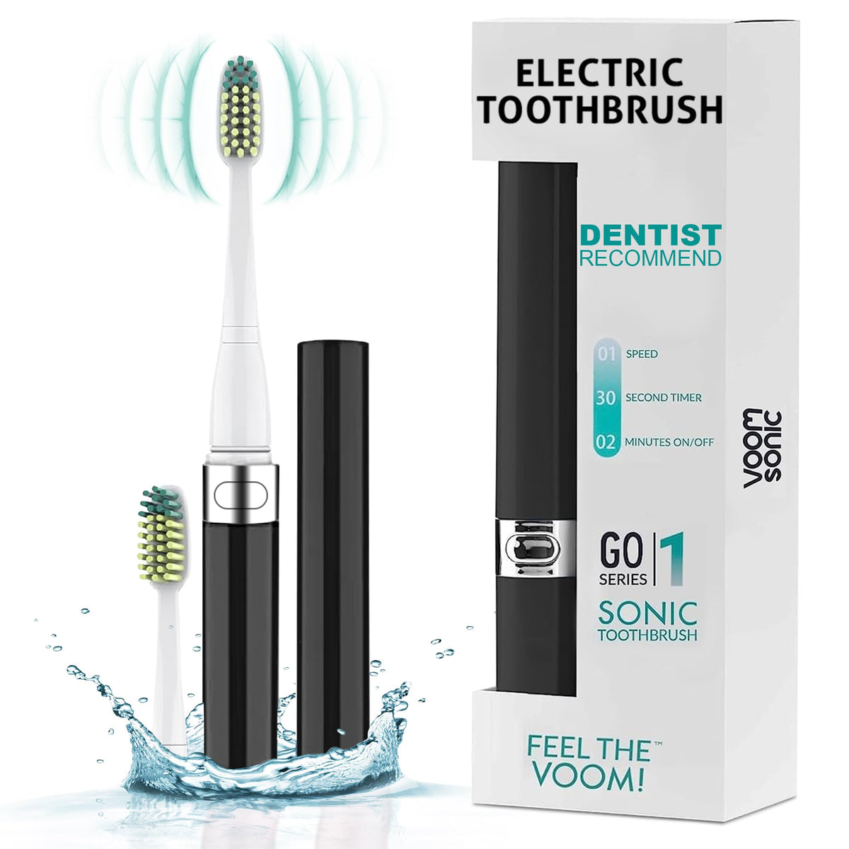 Black Blue 2-Pack Travel Electric Toothbrush Y480741