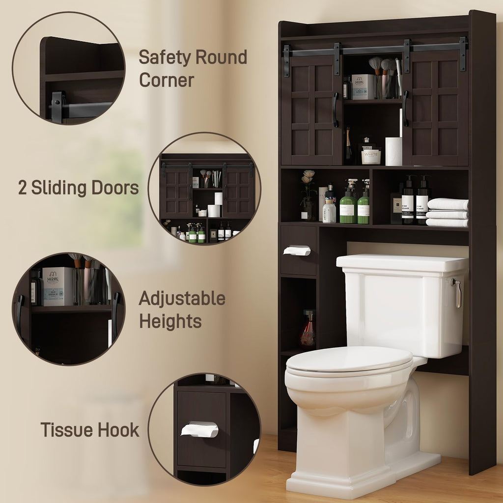 Over The Toilet Storage Cabinet with Sliding Doors O9125