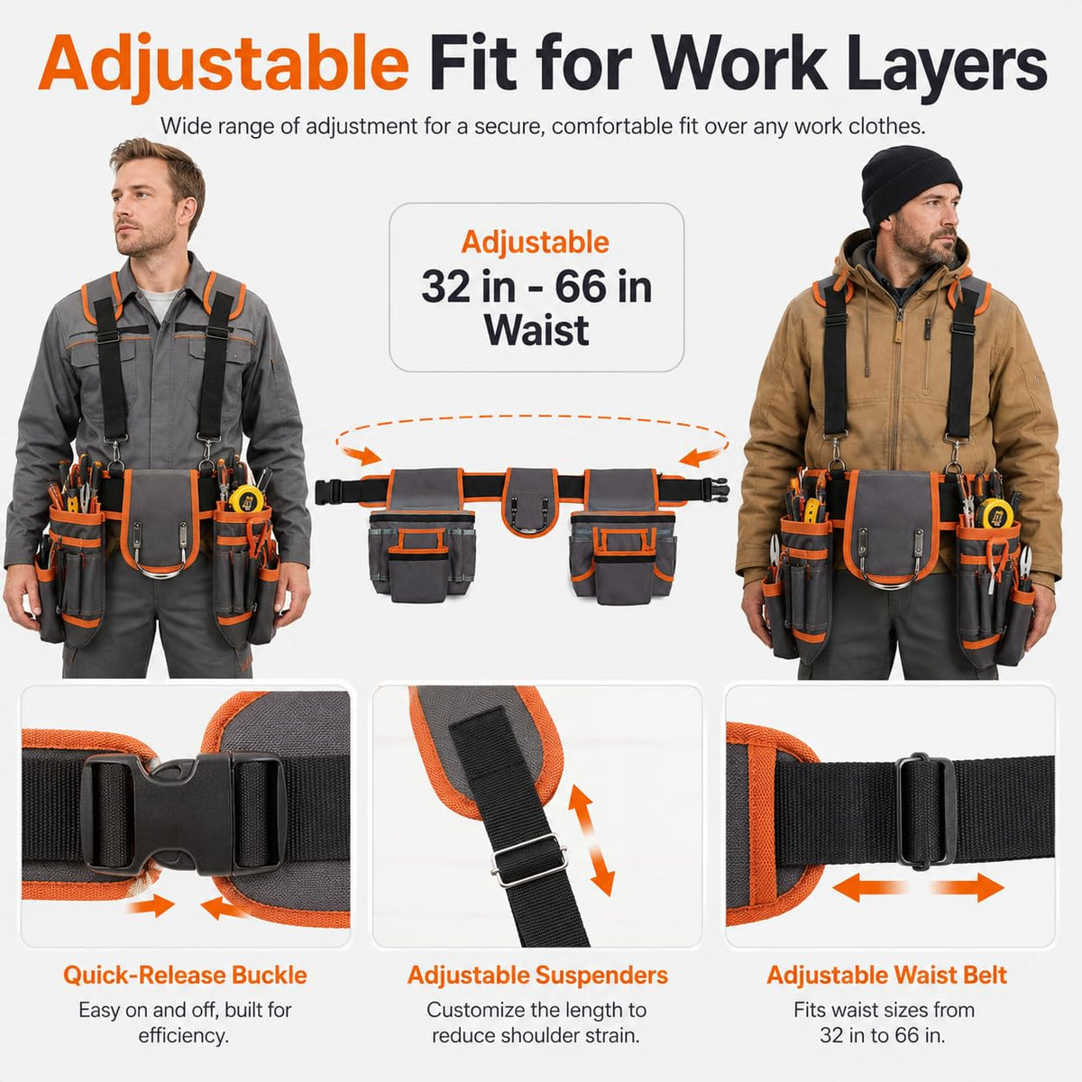 Heavy Duty Magnetic Tool Belt with Suspenders R2920