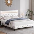 White Faux Leather Upholstered Full Size Platform Bed Frame N644289