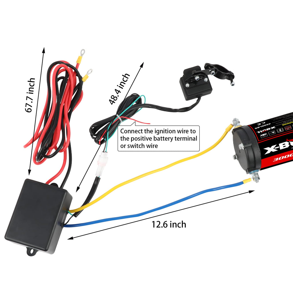 12V 3000LBS Synthetic Rope Electric Winch with Mounting Bracket J8091