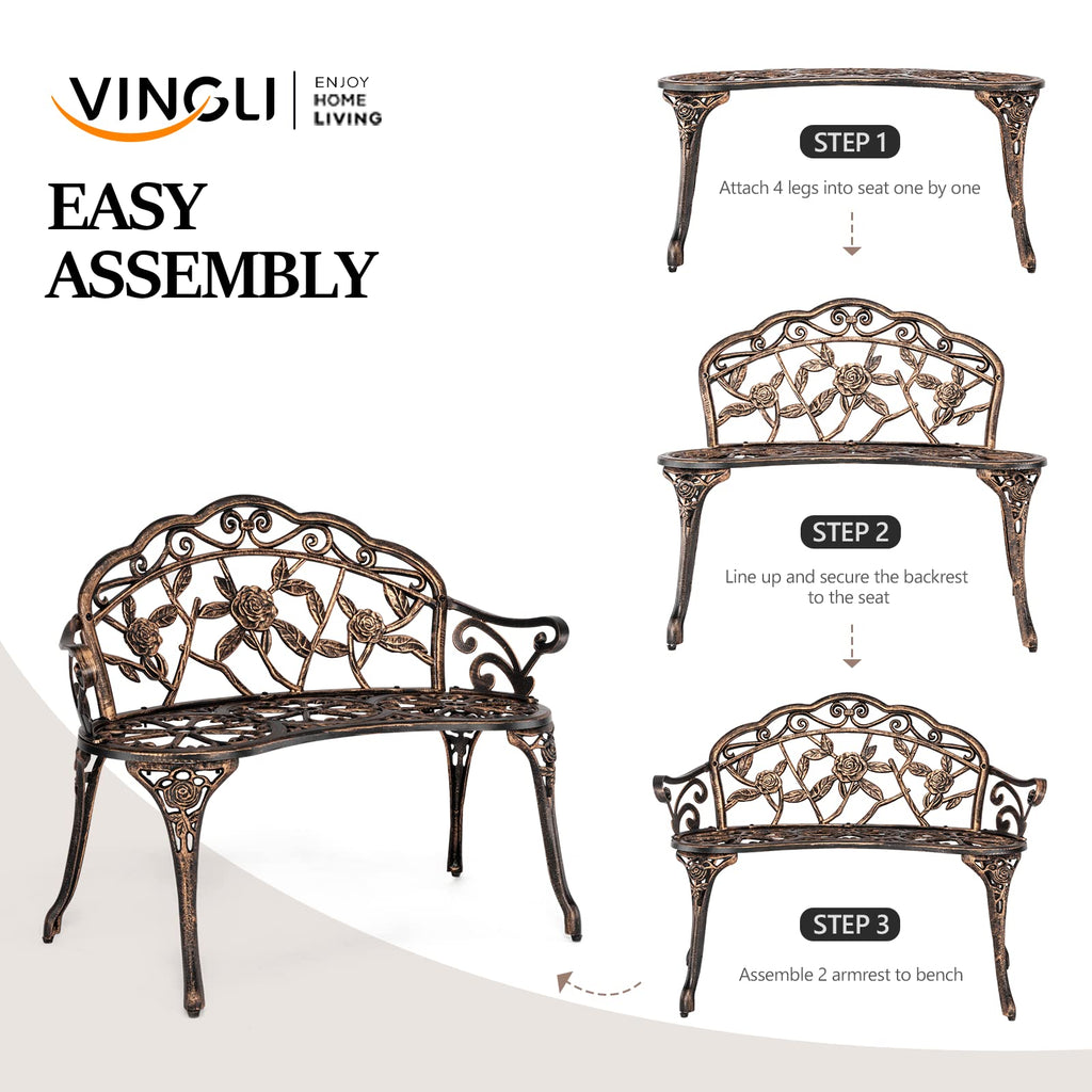 2 Seater Cast Iron Cast Aluminium Garden Bench U83960